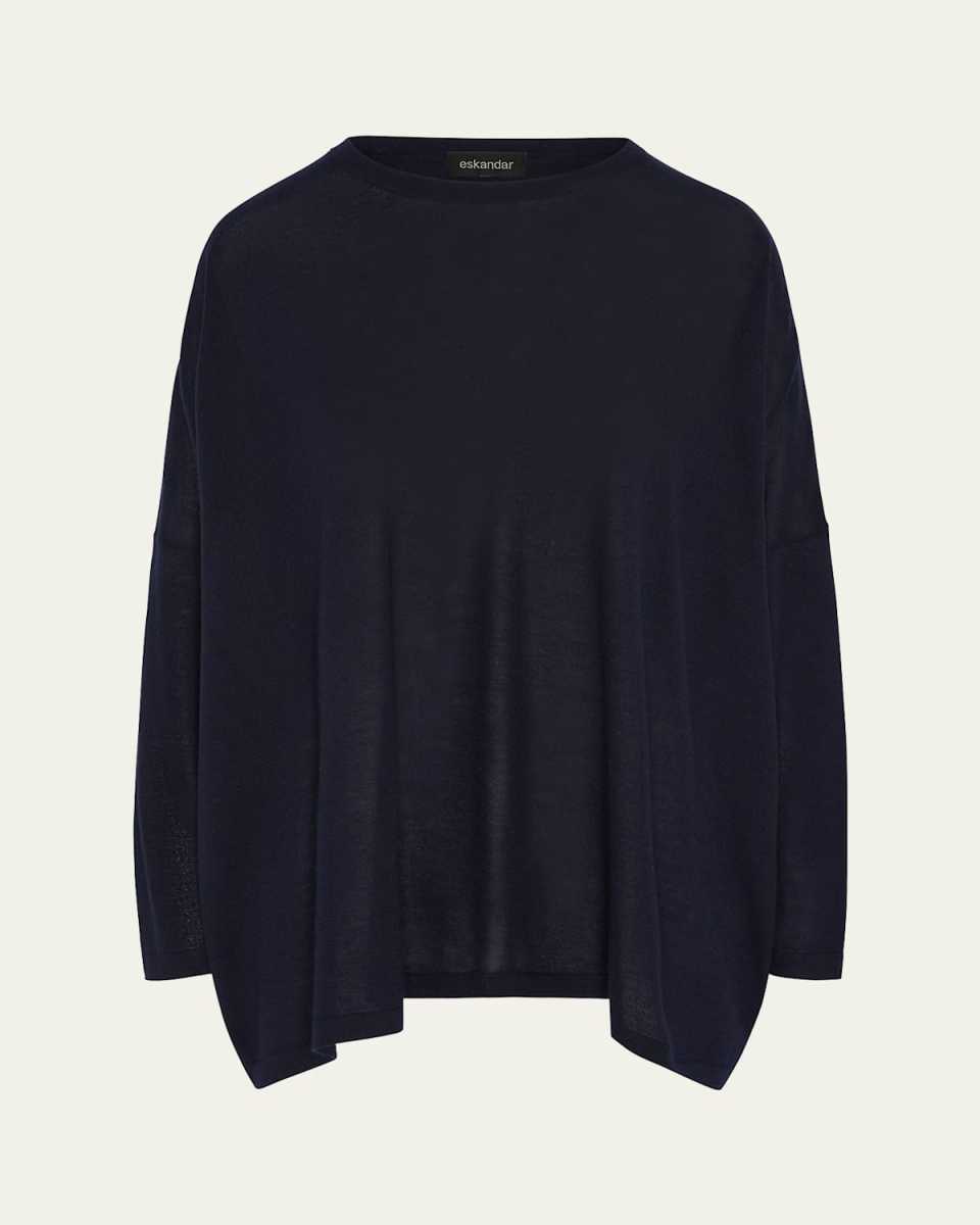Ultrafine Cashmere Wide Round-Neck Sweater (Mid Plus Length)